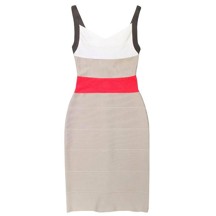 Herve Leger grey, red and white bandage dress  For Sale