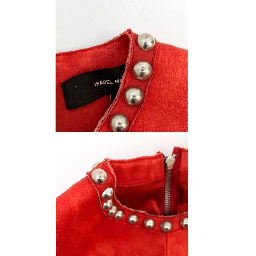Isabel Marant Red Leather Bora Studded Dress For Sale 1