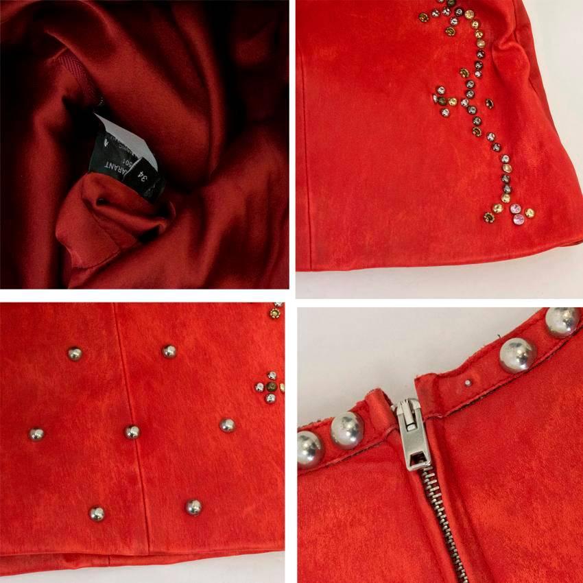 Isabel Marant Red Leather Bora Studded Dress For Sale 3