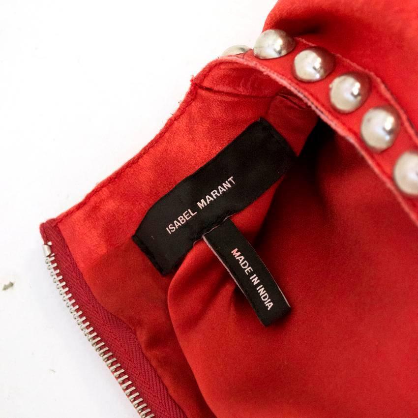 Isabel Marant Red Leather Bora Studded Dress For Sale 2