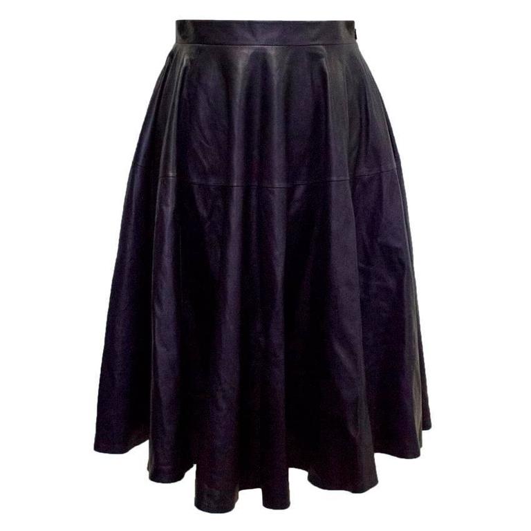 Christian Dior Navy Leather Mid-Length Skirt For Sale at 1stDibs