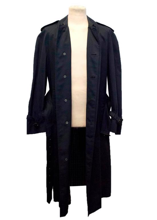 Burberry Vintage Navy Blue Mens Long Trench Coat For Sale at 1stDibs ...