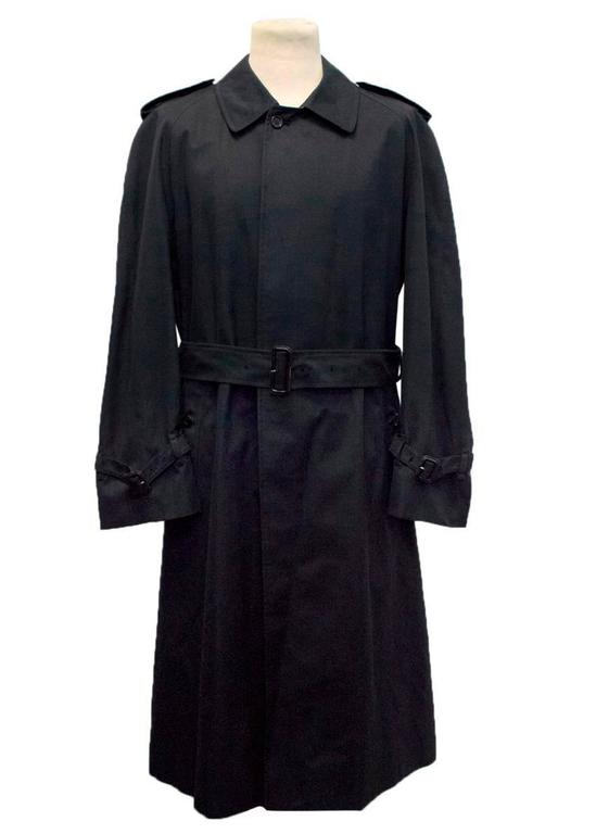 Burberry Vintage Navy Blue Mens Long Trench Coat For Sale at 1stDibs ...