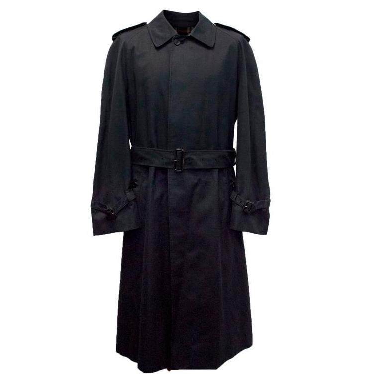 Burberry Vintage Navy Blue Mens Long Trench Coat For Sale at 1stDibs ...