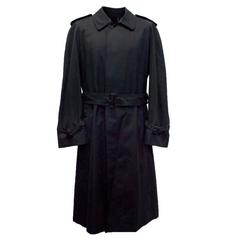 Burberry Vintage Navy Blue Mens Long Trench Coat