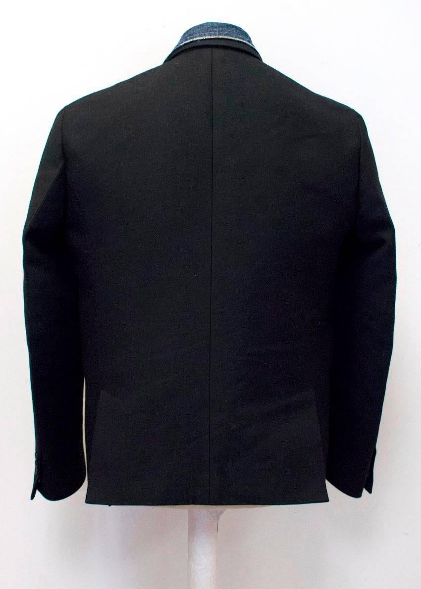 DSquared Men's Black Blazer with Denim Insert  For Sale 2