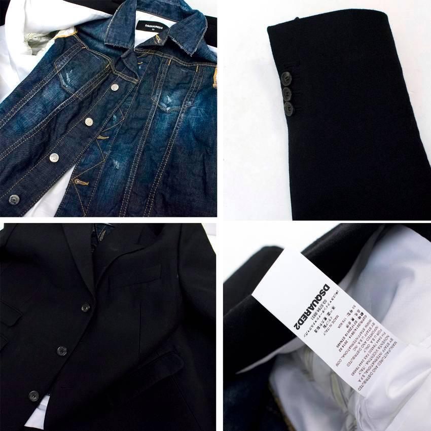 DSquared Men's Black Blazer with Denim Insert  For Sale 5