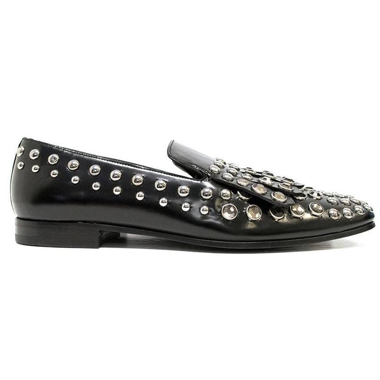 Prada Black Bejeweled Loafers For Sale at 1stDibs