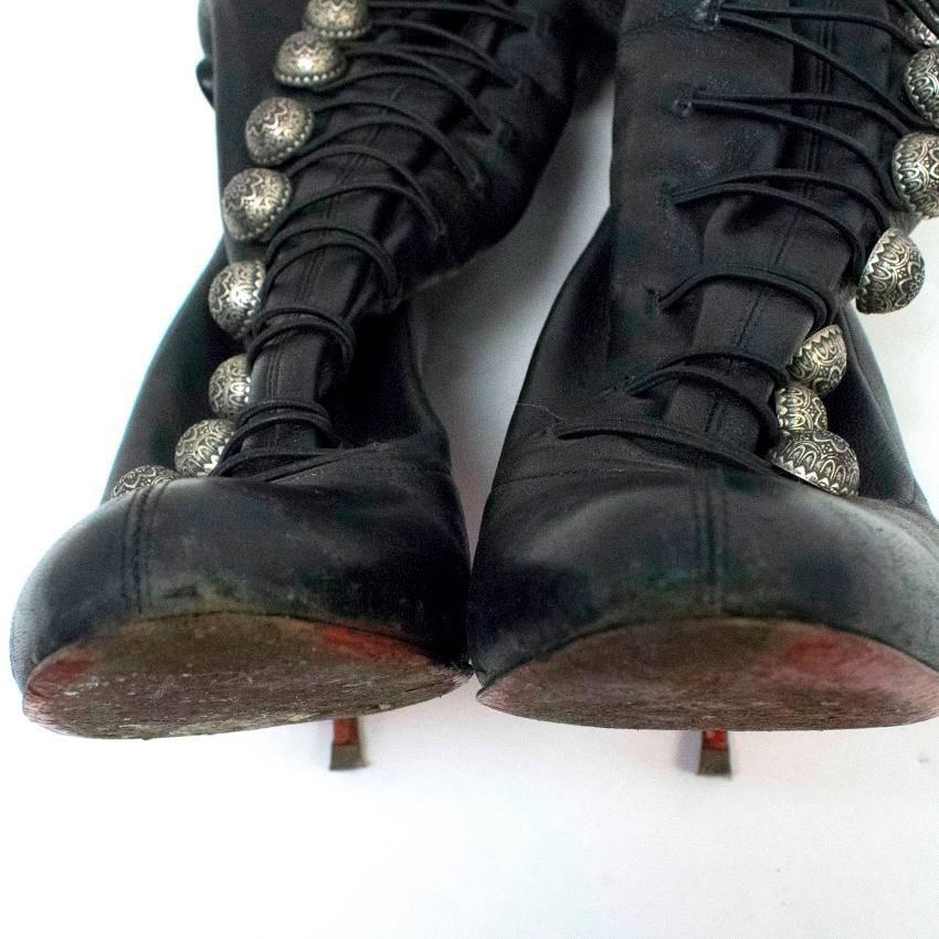 Christian Louboutin Black 'Ronfifi Alta 100' Buttoned Boots In Good Condition In London, GB