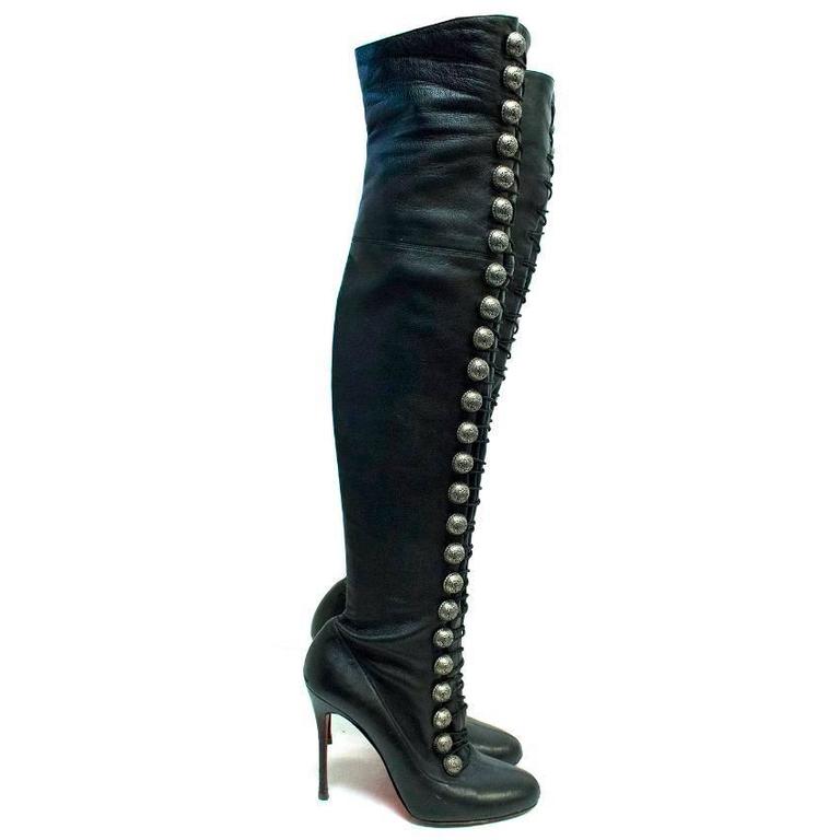 Fifre Red Bottom Thigh Boots Christian Louboutin Black 'Ronfifi