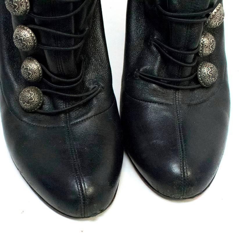 Women's Christian Louboutin Black 'Ronfifi Alta 100' Buttoned Boots