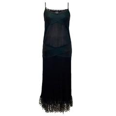 Chanel Black Pleated Strappy Ankle Length Dress