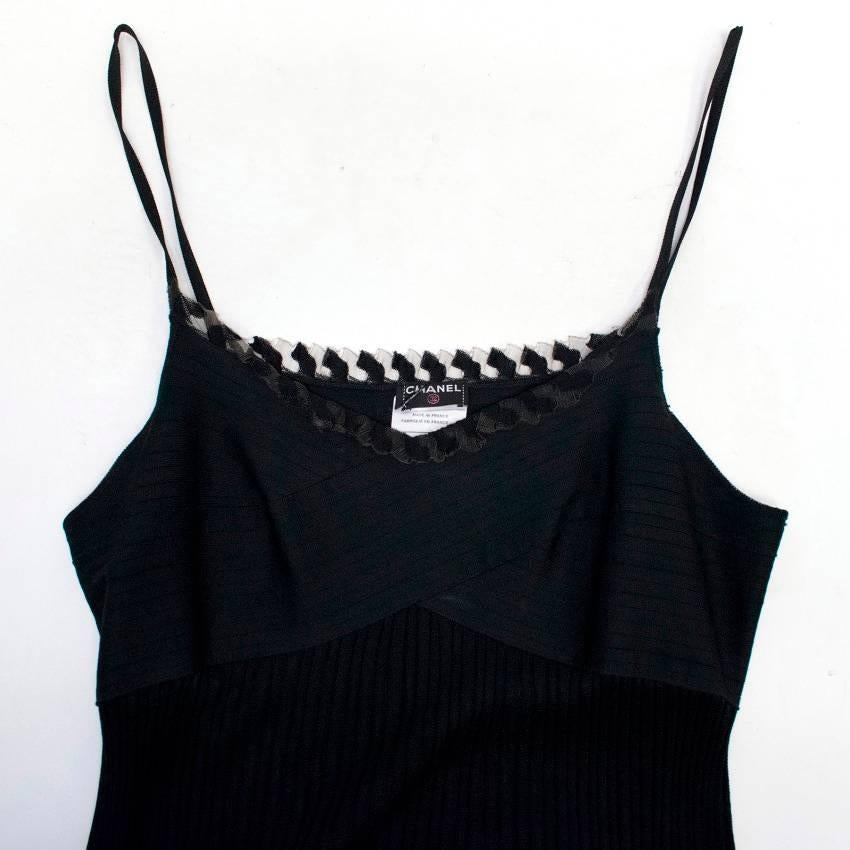 Women's Chanel Black Pleated Strappy Ankle Length Dress For Sale