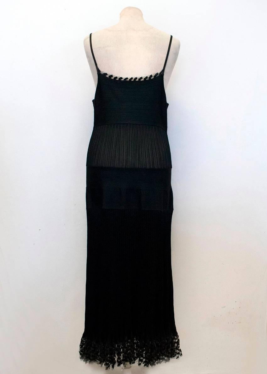 Chanel Black Pleated Strappy Ankle Length Dress In Excellent Condition For Sale In London, GB