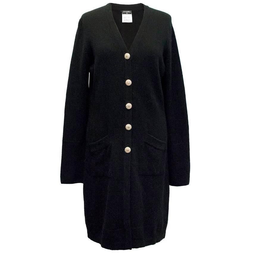Chanel Long Cashmere Cardigan with Logo Buttons at 1stDibs | cardigan ...