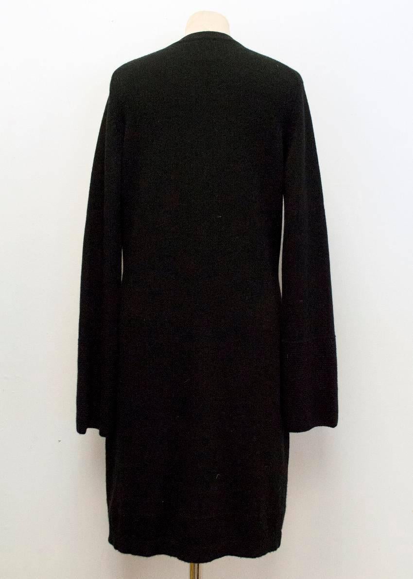Black  Chanel Long Cashmere Cardigan with Logo Buttons