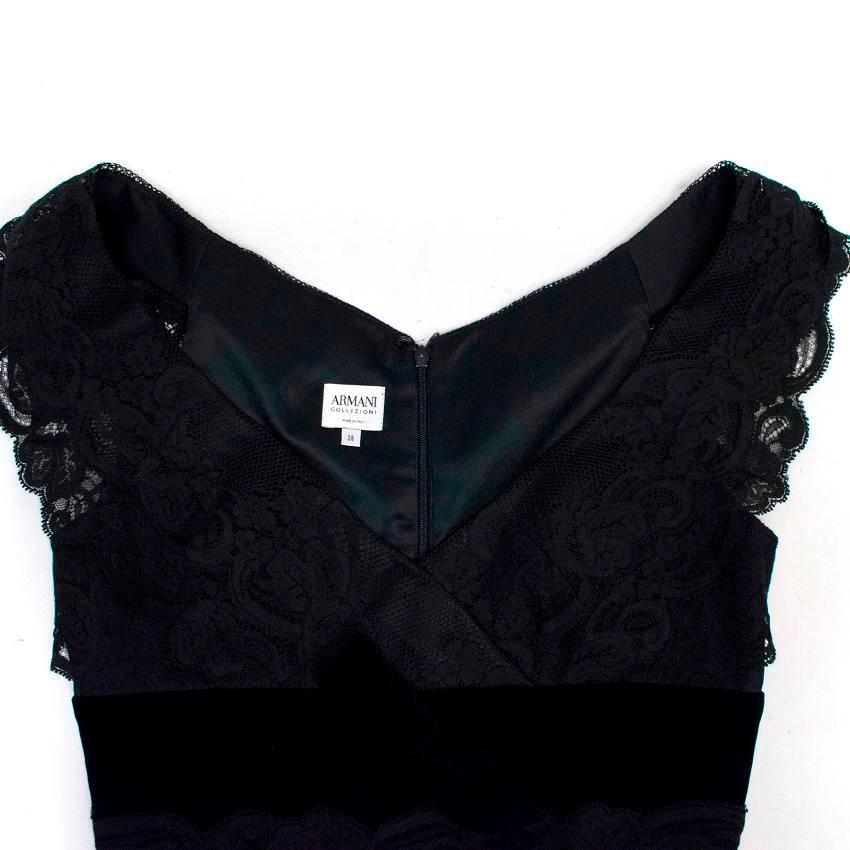 Armani Collezioni Black Lace Dress with Velvet Waist and Bow For Sale 1
