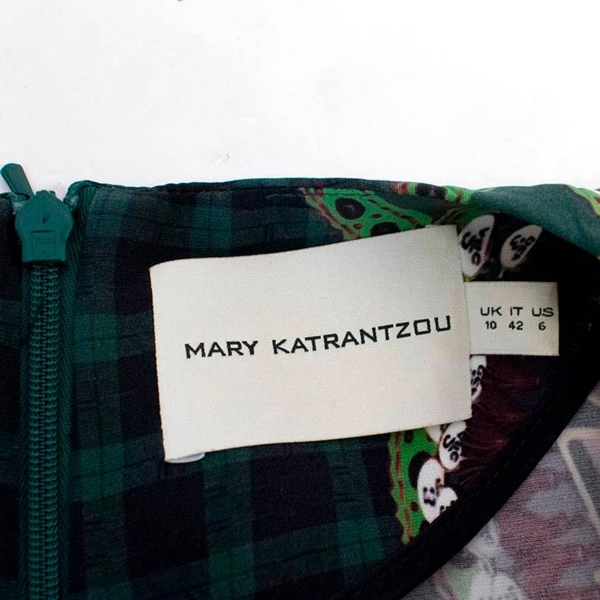 Black  Mary Katrantzou Green Check Print Pencil Dress  For Sale