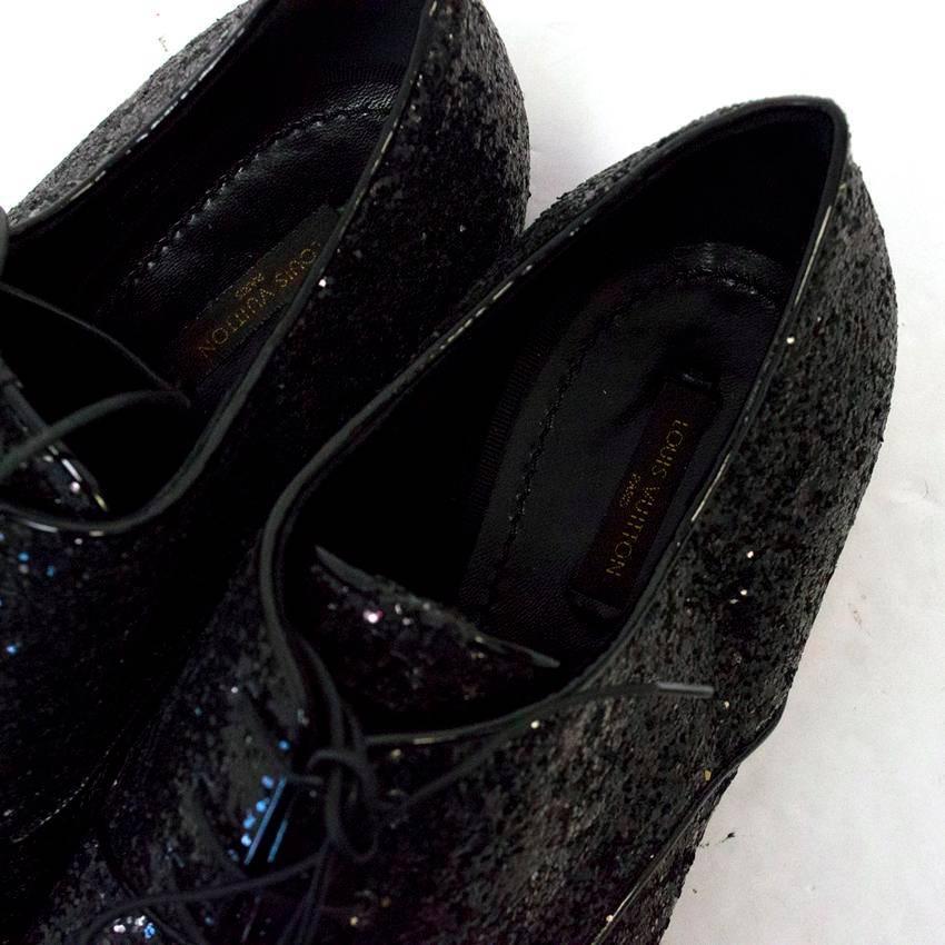 Louis Vuitton Black Glitter Dress Shoes In Excellent Condition For Sale In London, GB