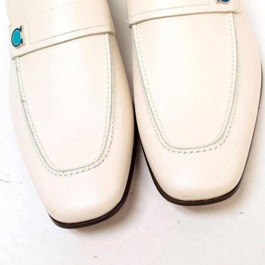 Salvatore Ferragamo White Leather Loafers For Sale 4
