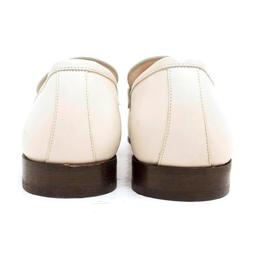 Men's Salvatore Ferragamo White Leather Loafers For Sale