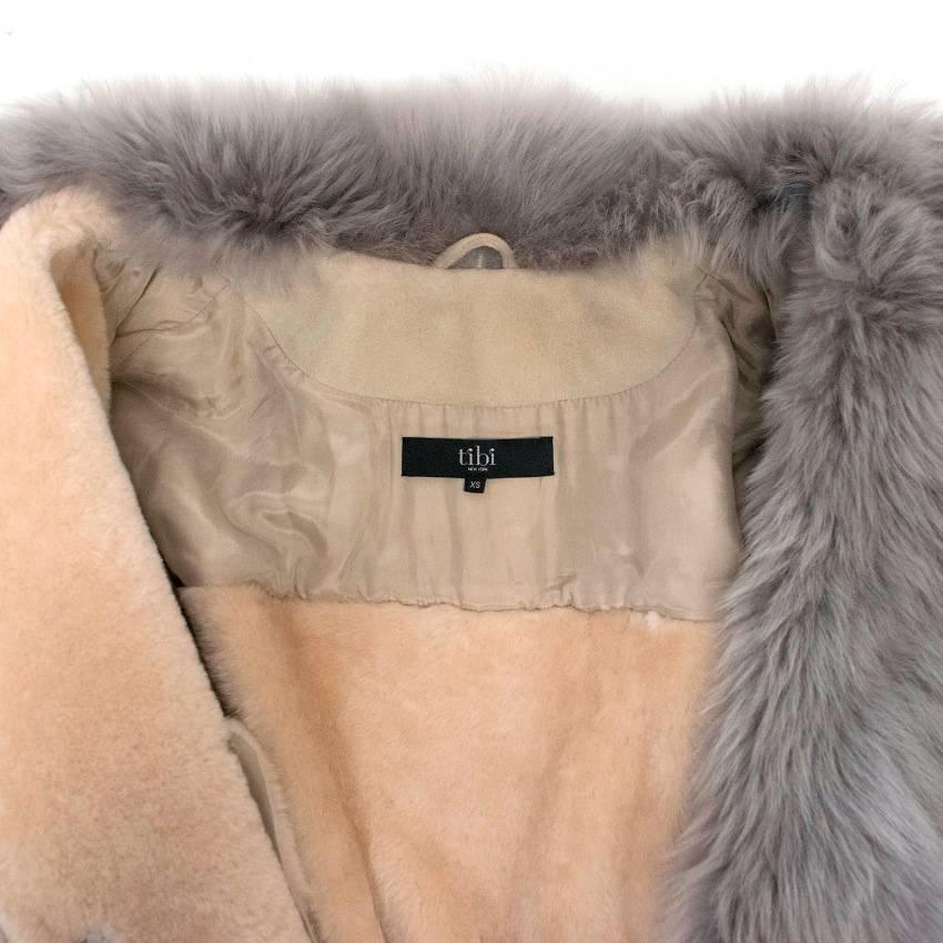 Tibi Shearling Jacket With Blue Grey Sheep Fur Collar In Excellent Condition In London, GB