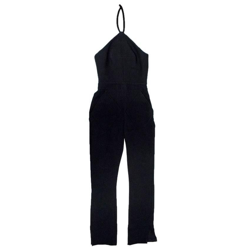 Balenciaga Black Halter Neck Crepe Jumpsuit For Sale