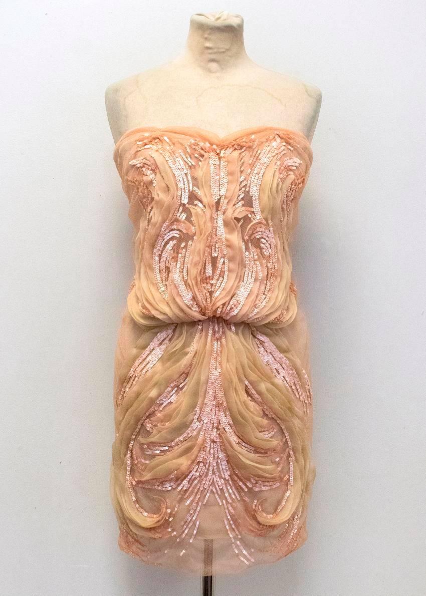 Roberto Cavalli Pink Sequin Strapless Dress 5
