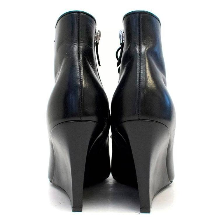 Givenchy Black Lace Up Wedge Boots For Sale at 1stDibs