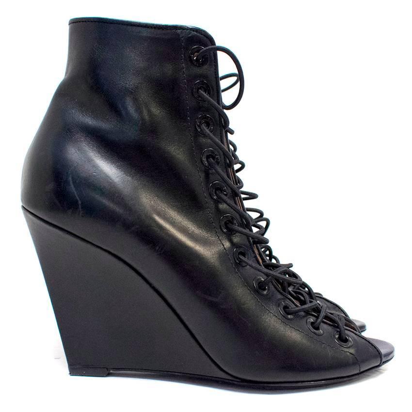 Women's Givenchy Black Lace Up Wedge Boots  For Sale
