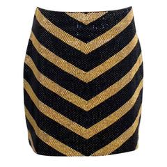 Balmain Black and Gold Crystal Embellished Mini Skirt 7