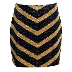 Balmain Black and Gold Crystal Embellished Mini Skirt 