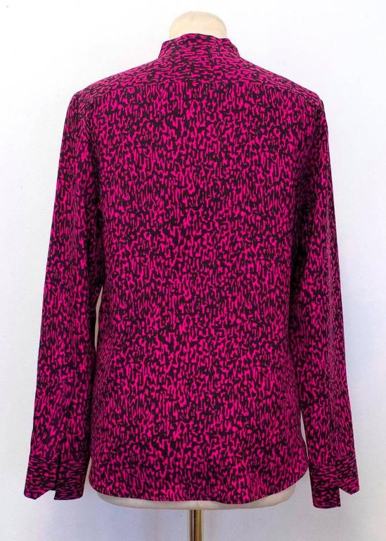 Saint Laurent Black and Fuschia Pink Printed Blouse For Sale at 1stDibs