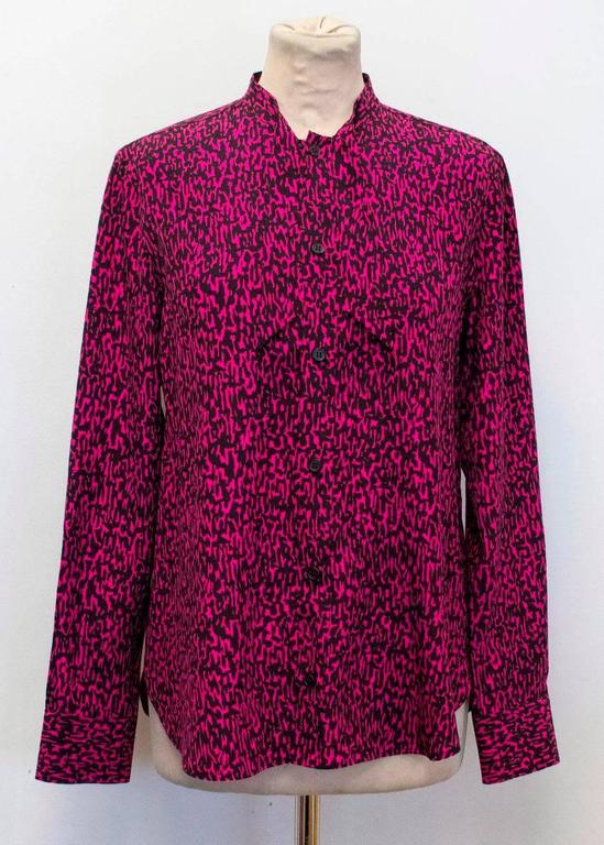 Saint Laurent Black and Fuschia Pink Printed Blouse For Sale at 1stDibs