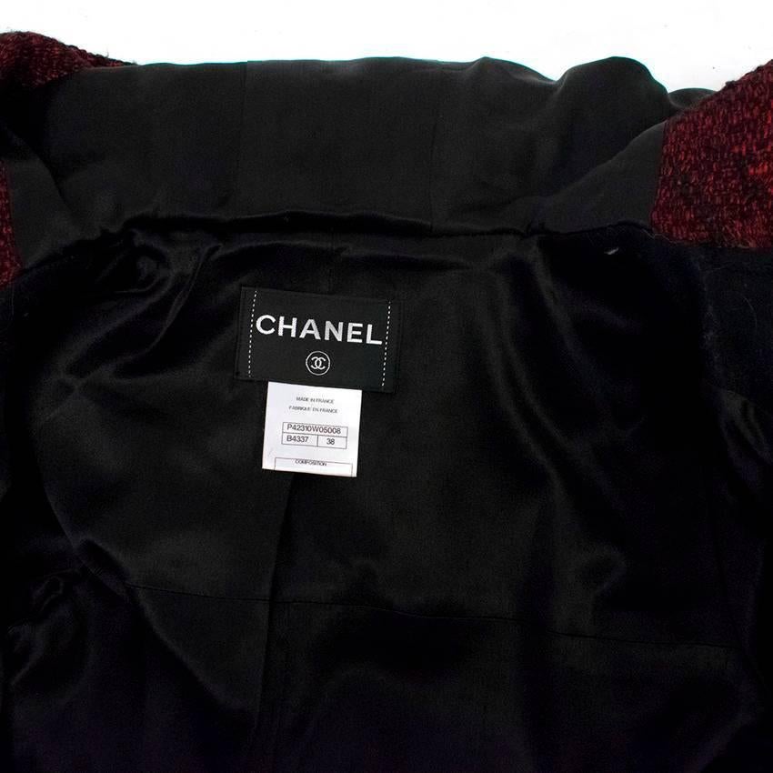 Chanel Red and Black Patterned Coat In Excellent Condition For Sale In London, GB