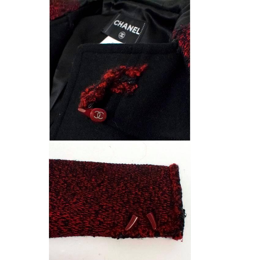 Chanel Red and Black Patterned Coat For Sale 1