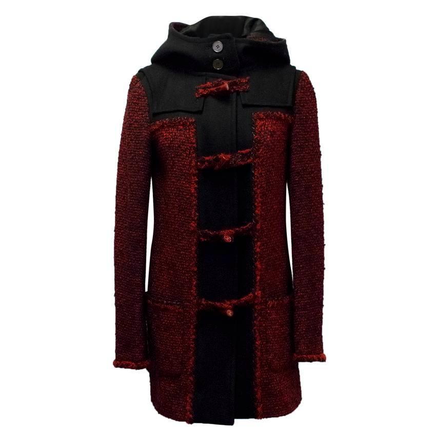 Chanel Red and Black Patterned Coat For Sale