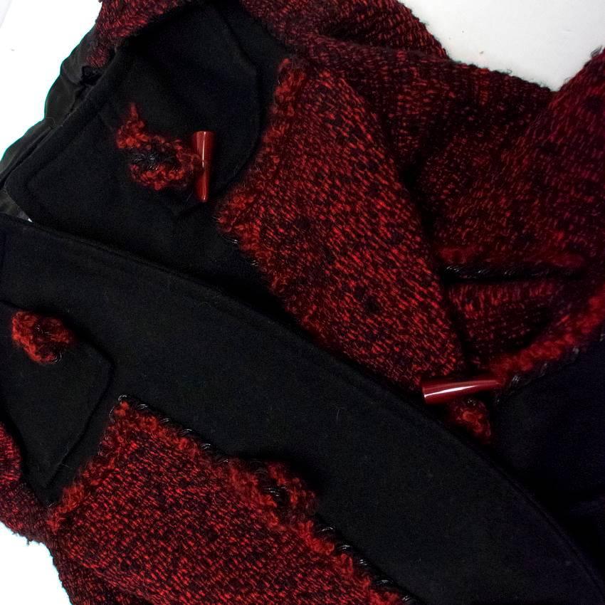 Chanel Red and Black Patterned Coat For Sale 6
