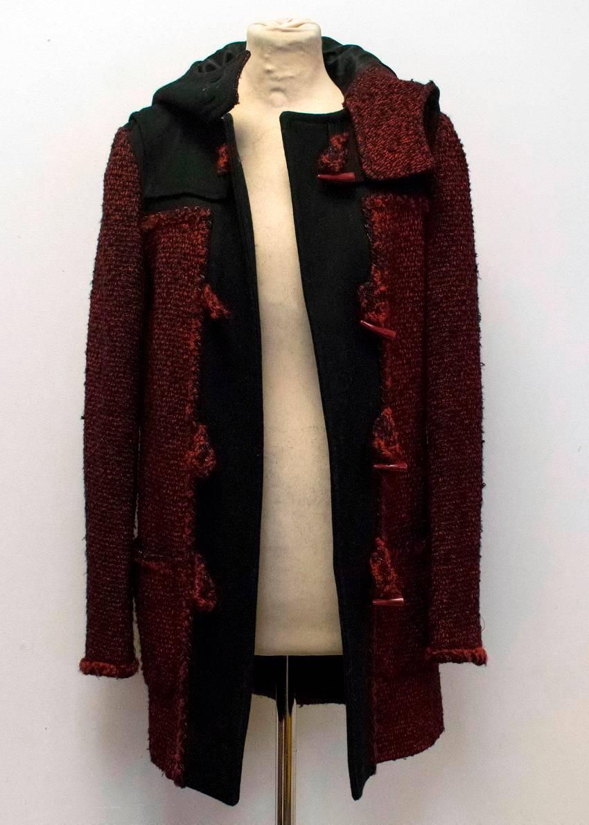 Chanel Red and Black Patterned Coat For Sale 2