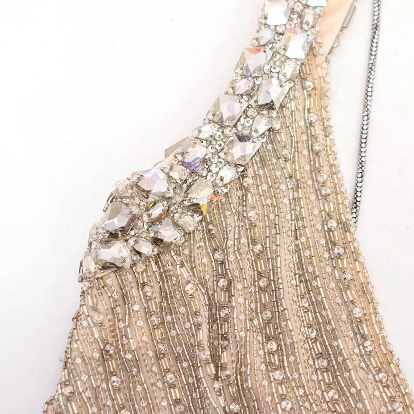 Ralph & Russo Silver Crystal Encrusted Mini Dress  In Excellent Condition For Sale In London, GB