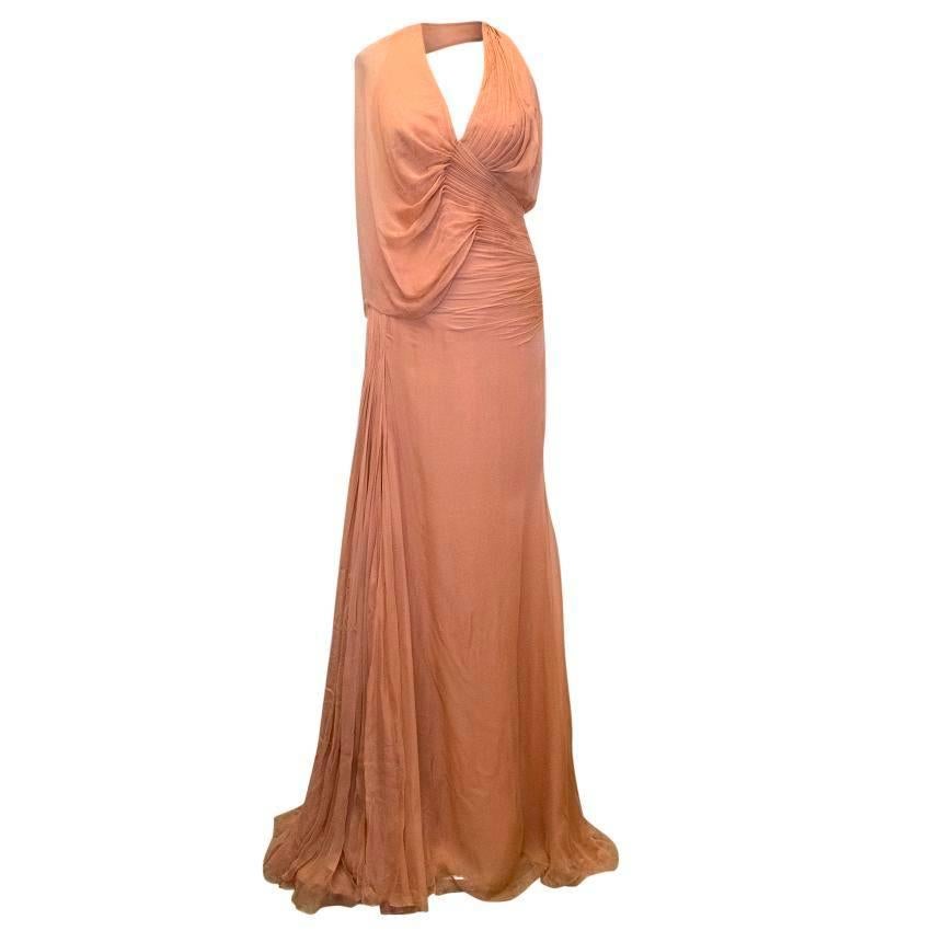 Atelier Versace Blush Ruched Gown  For Sale