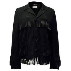 Saint Laurent Black Suede Fringed Jacket