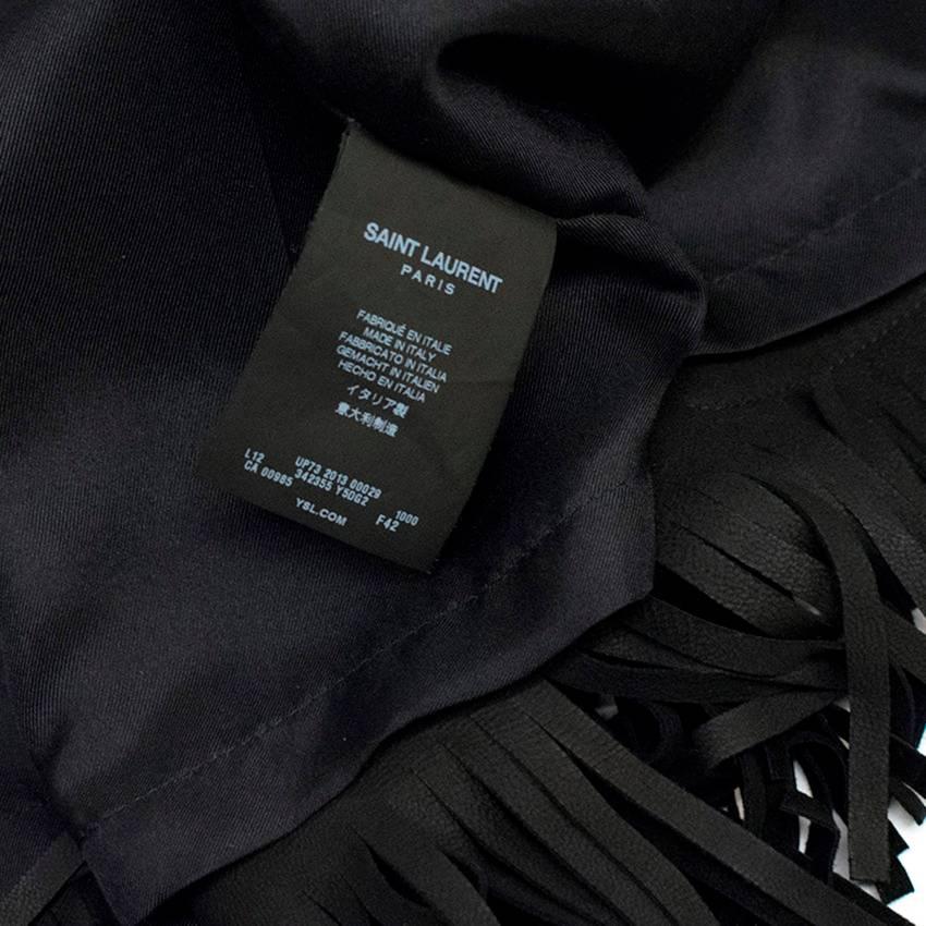 Saint Laurent Black Suede Fringed Jacket For Sale 3