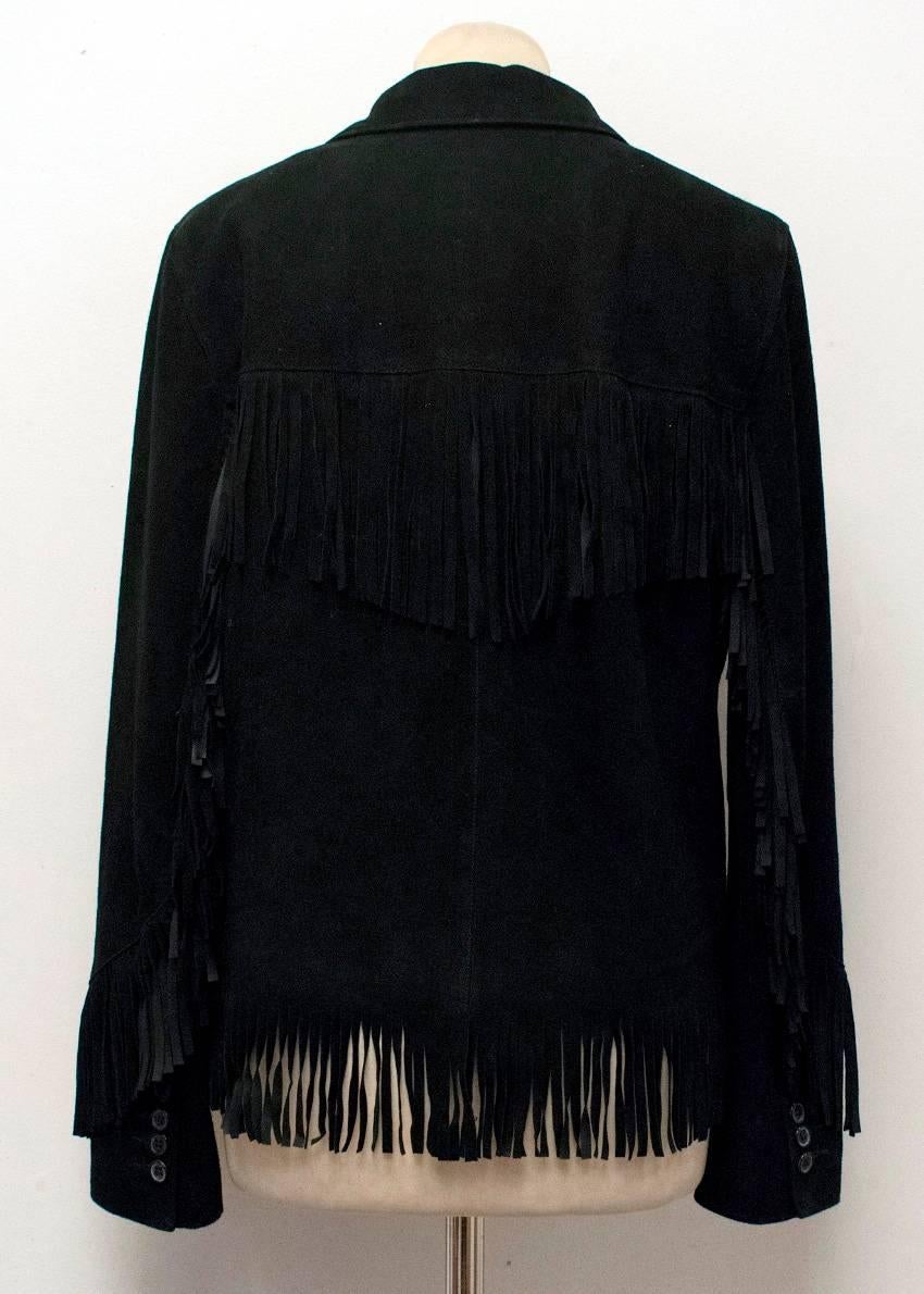 Saint Laurent Black Suede Fringed Jacket For Sale 2