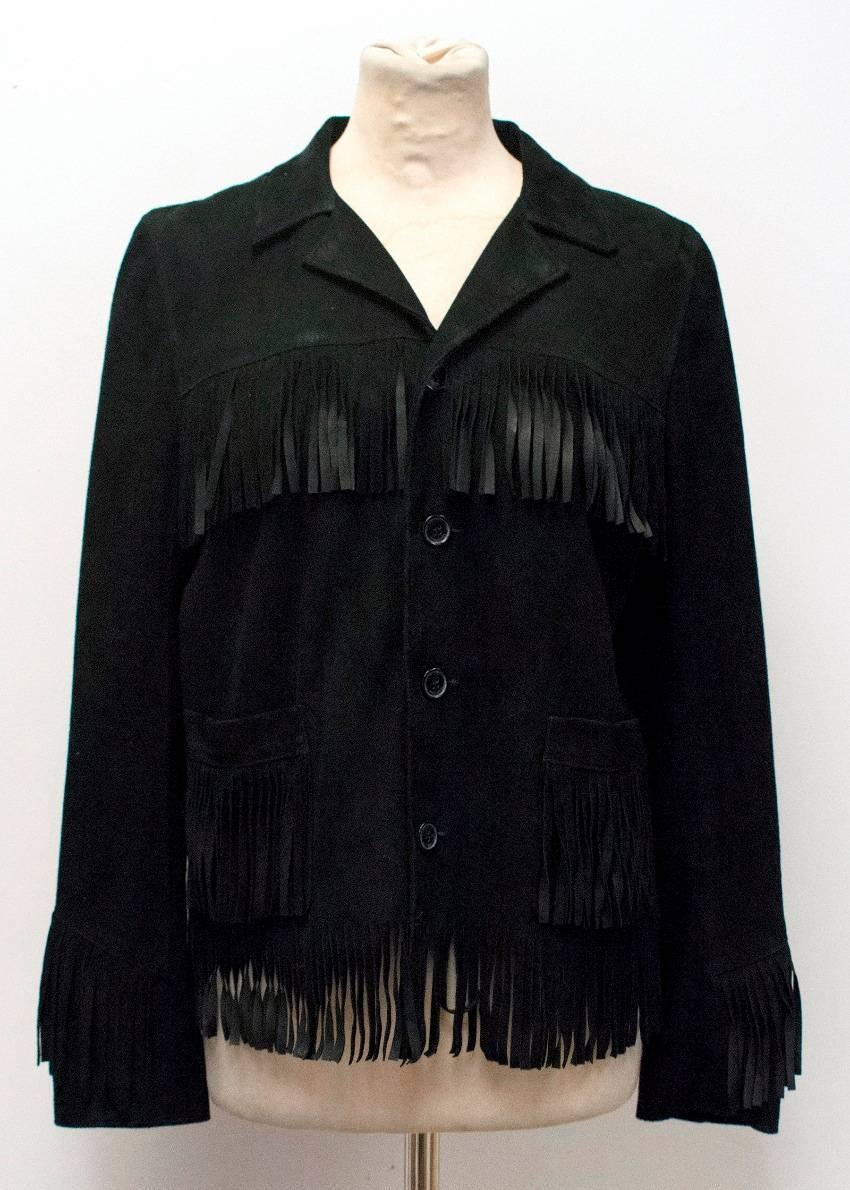 Women's Saint Laurent Black Suede Fringed Jacket For Sale
