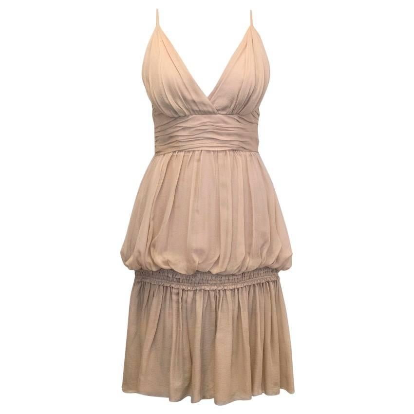 Chanel Nude Silk Ruffle Dress For Sale