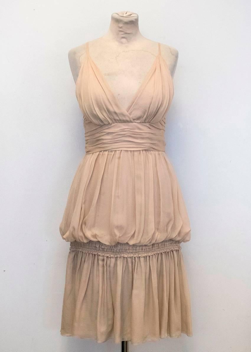 Chanel Nude Silk Ruffle Dress In Excellent Condition For Sale In London, GB