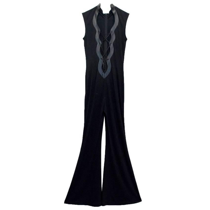 Escada Black Jumpsuit With Lace Up Front For Sale