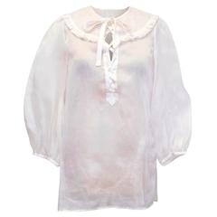 Valentino Roma Cream Silk Lace Up Blouse 11
