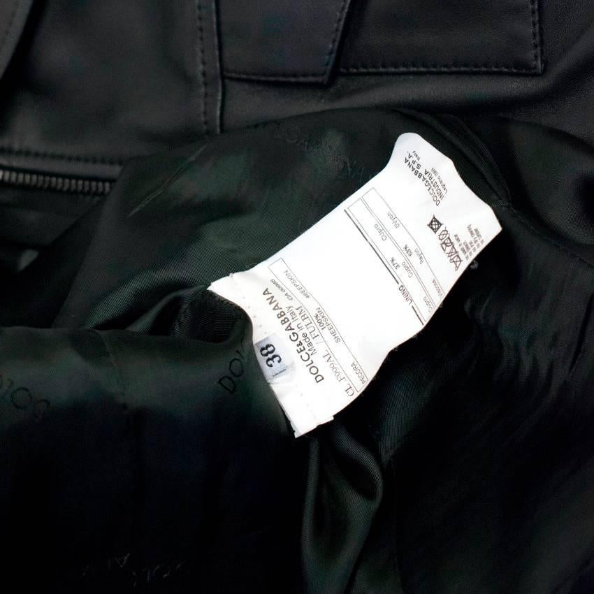 Women's  Dolce & Gabbana Black Zip Leather Jacket For Sale